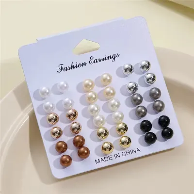 36pcs Multicolor Elegant Pearl Stud Earrings Set